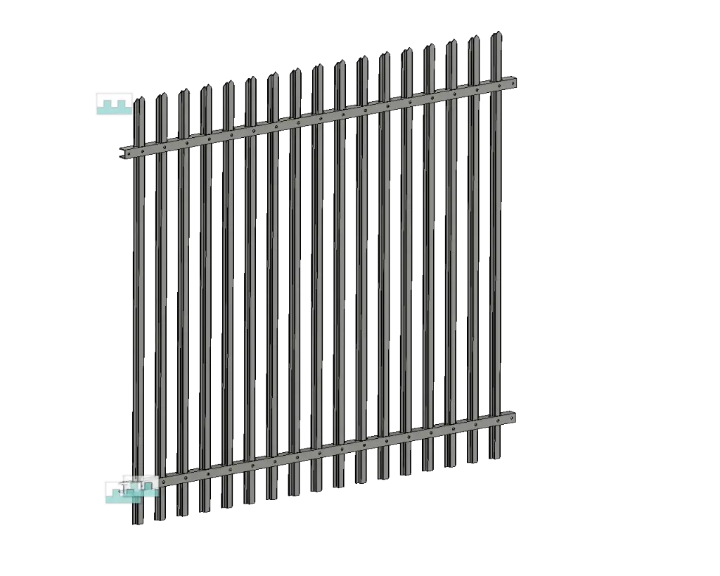 Palisafe Fence Panel - 2.4m high x 2.6m Grey Assembled
